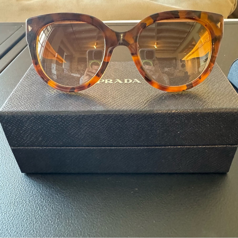 Prada SPR170 Havana Tortoise Round Cateye Sunglasses